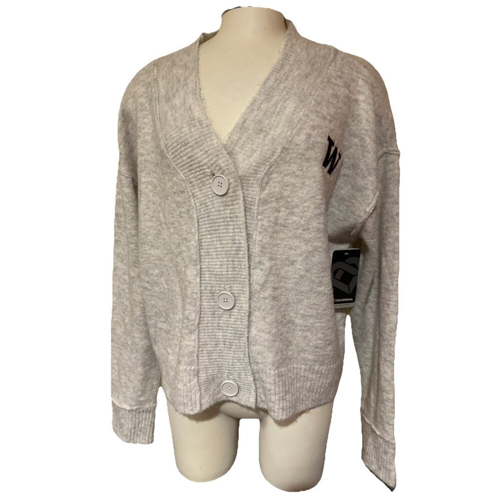 NEW Washington Huskies Colosseum Gray Button Up Soft Cardigan Women's M